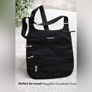 Baggallini Black Multi-Zip Crossbody Bagg With RFID